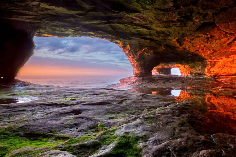 Sea Cave at Sunset