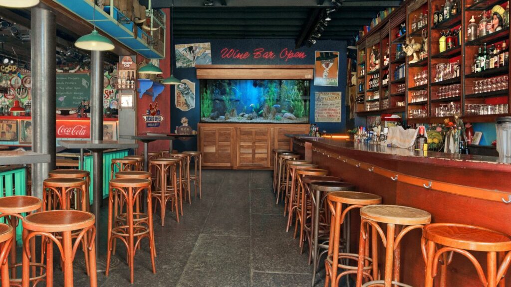 aquarium in the bar of a restaurant