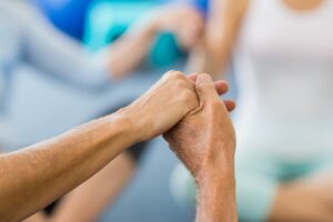 nursing home residents practicing yoga